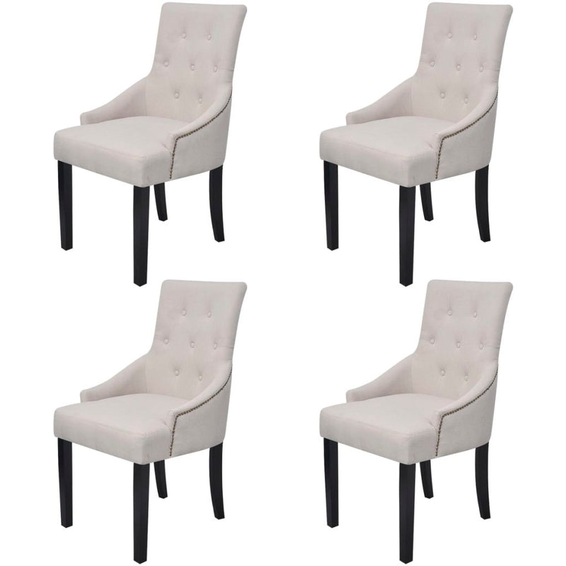 Dining Chairs 4 pcs Cream Grey Fabric