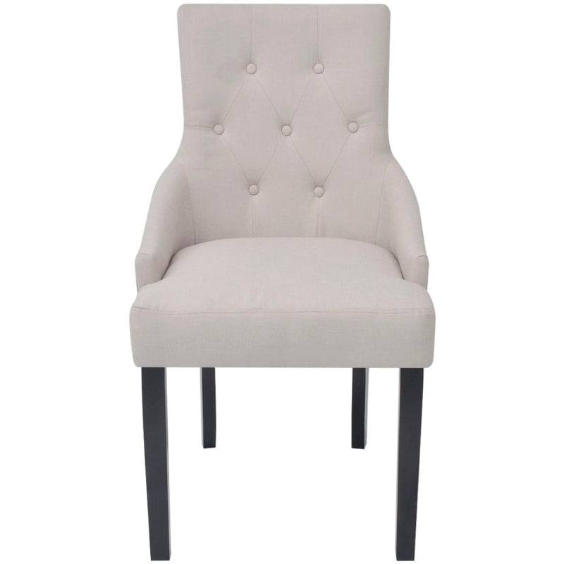 Dining Chairs 4 pcs Cream Grey Fabric