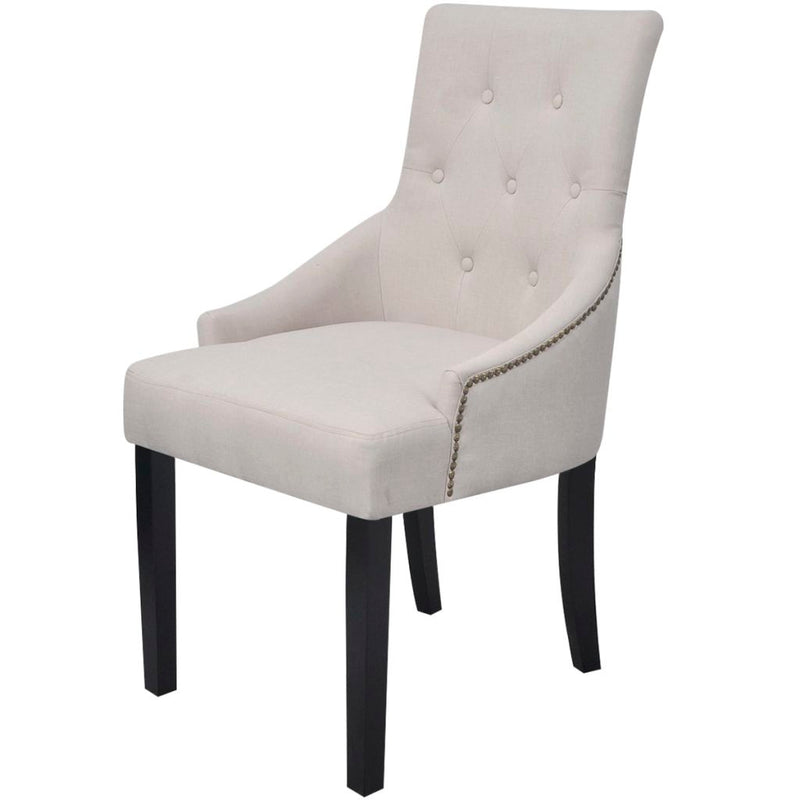 Dining Chairs 6 pcs Cream Grey Fabric