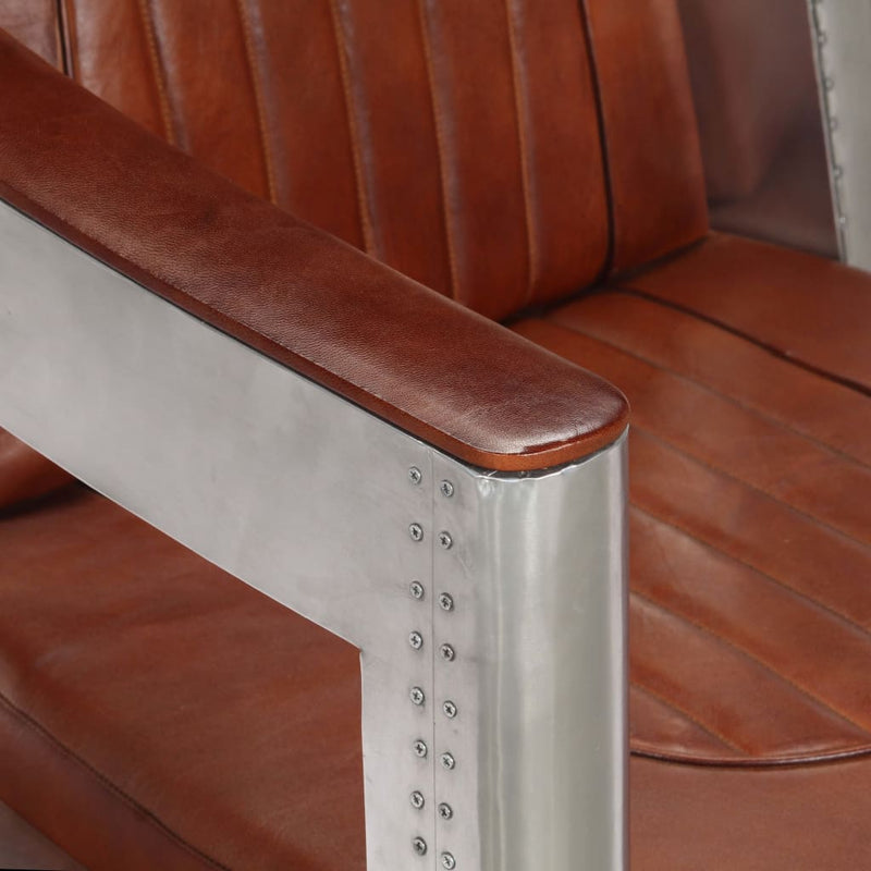 Aviator Armchair Brown Real Leather