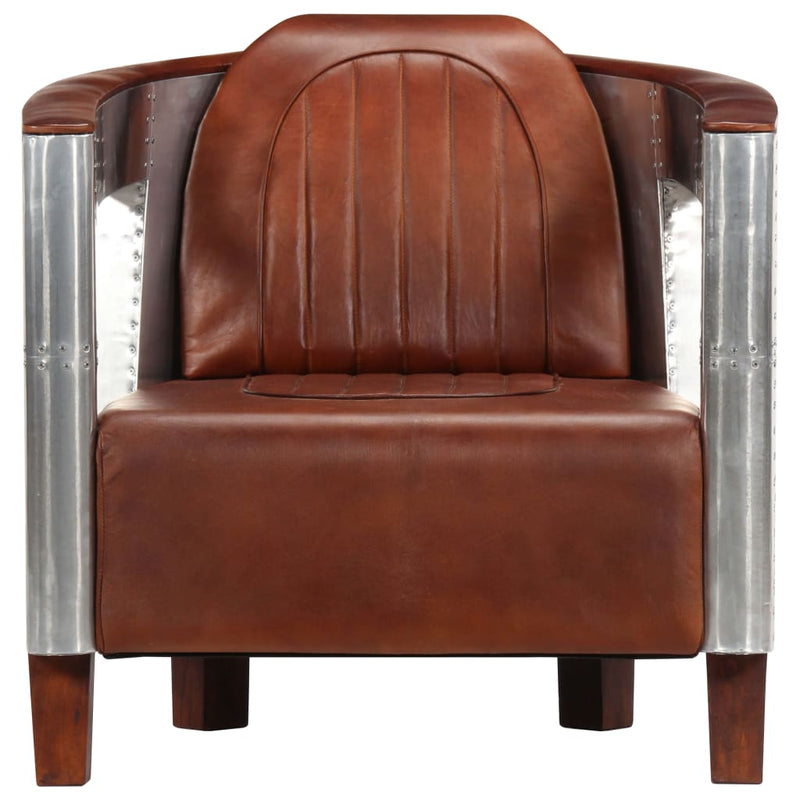 Aviator Armchair Brown Real Leather