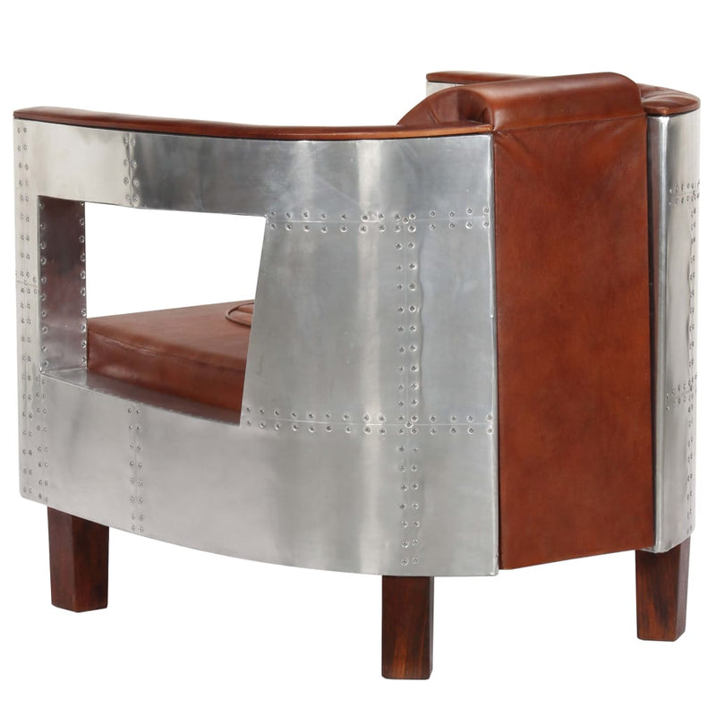 Aviator Armchair Brown Real Leather