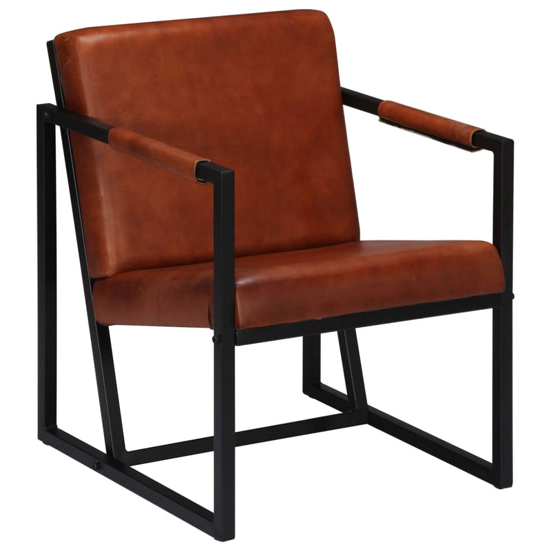 Armchair Brown Real Leather