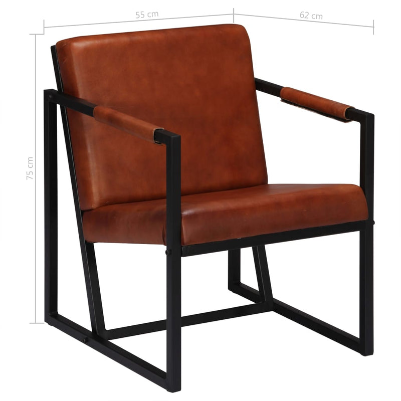 Armchair Brown Real Leather