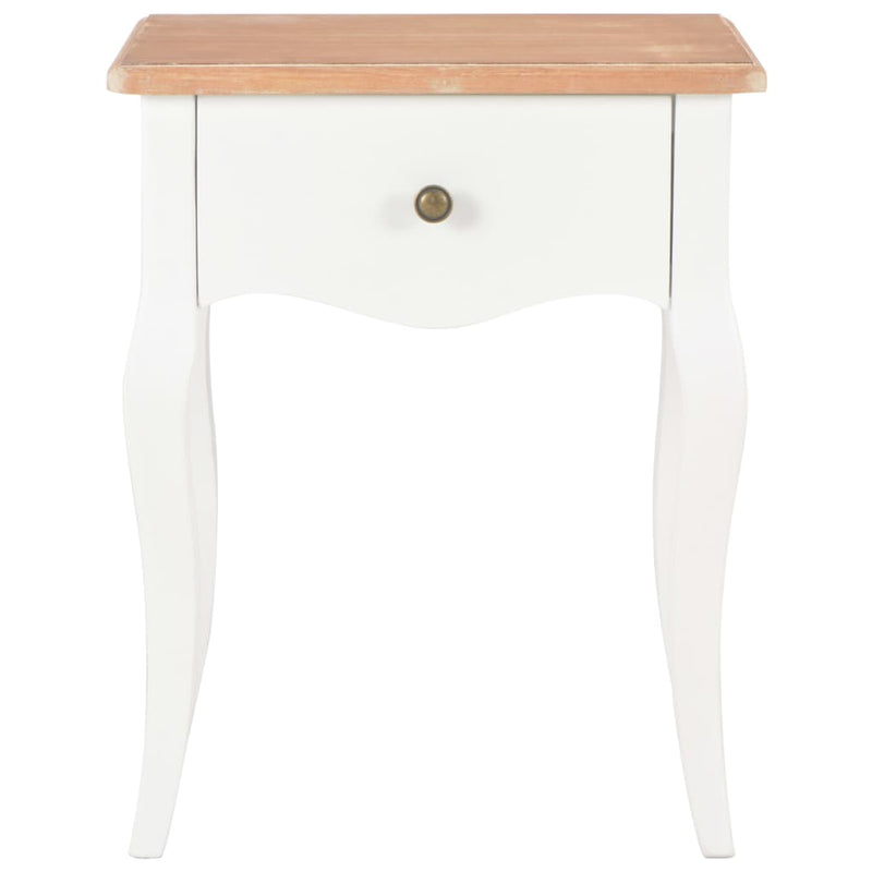 Nightstand White and Brown 40x30x50 cm Solid Pine Wood