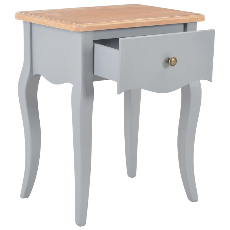 Nightstand Grey and Brown 40x30x50 cm Solid Pine Wood