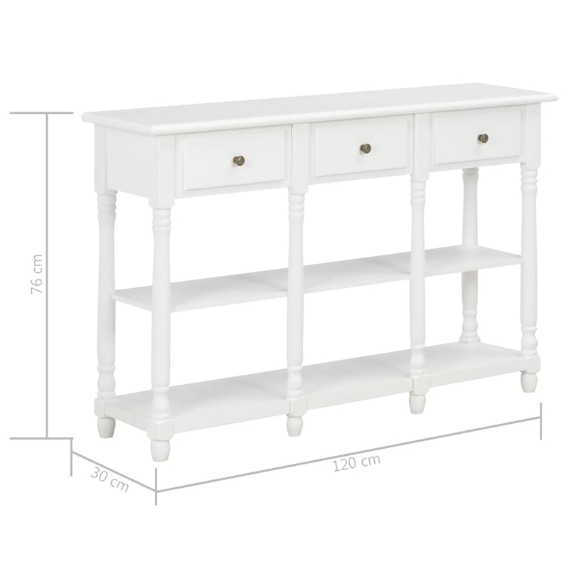 Console Table White 120x30x76 cm MDF