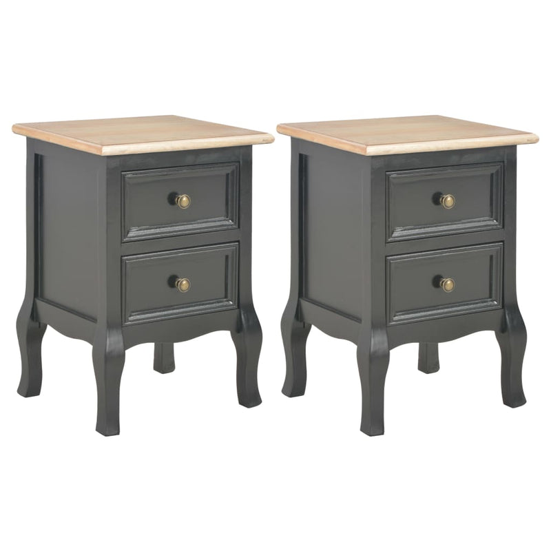 Bedside Cabinets 2 pcs Black 35x30x49 cm MDF