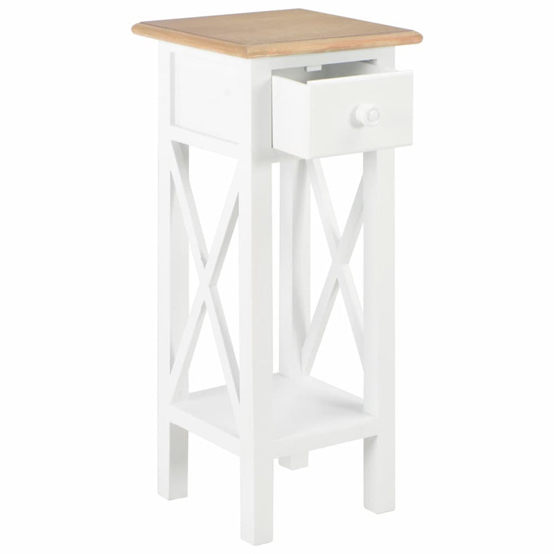 Side Table White 27x27x65.5 cm Wood
