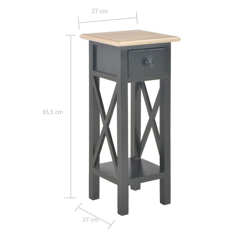 Side Table Black 27x27x65.5 cm Wood