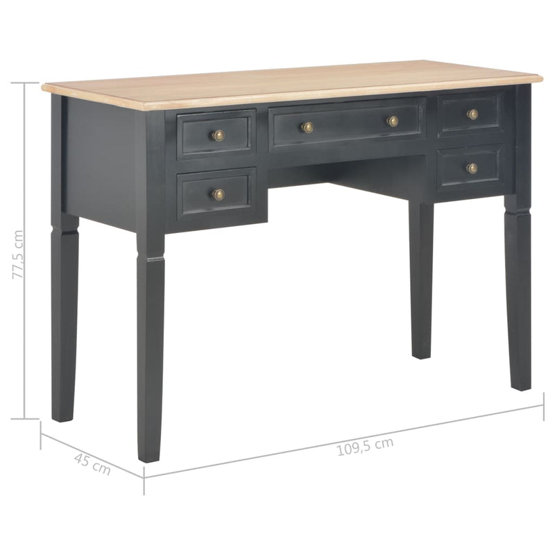 Writing Desk Black 109.5x45x77.5 cm Wood