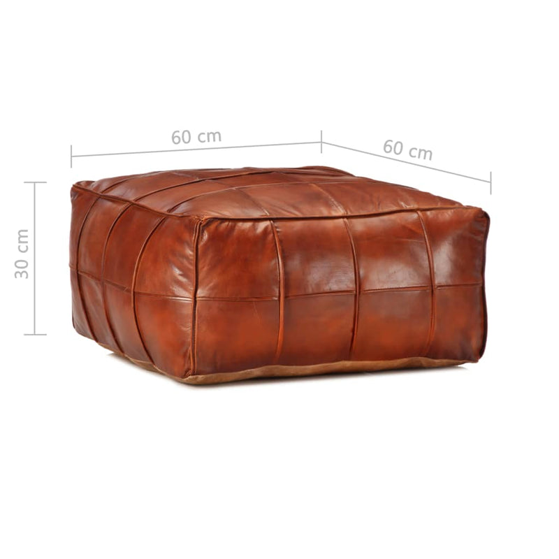 Pouffe Tan 60x60x30 cm Genuine Goat Leather