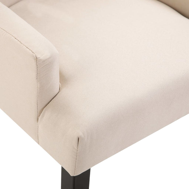 Dining Chair with Armrests Beige Fabric