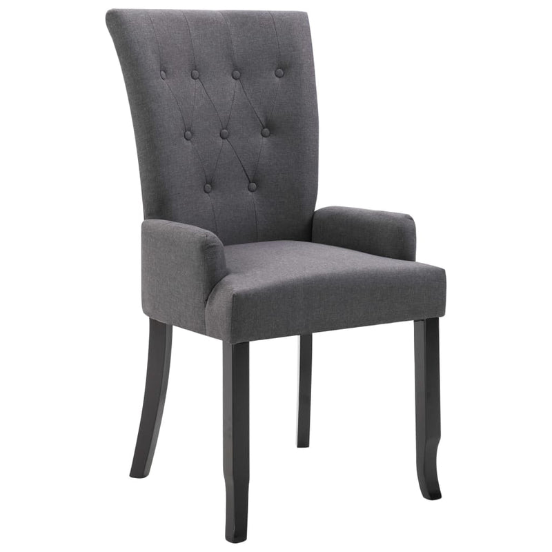 Dining Chair with Armrests Dark Grey Fabric