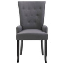 Dining Chair with Armrests Dark Grey Fabric