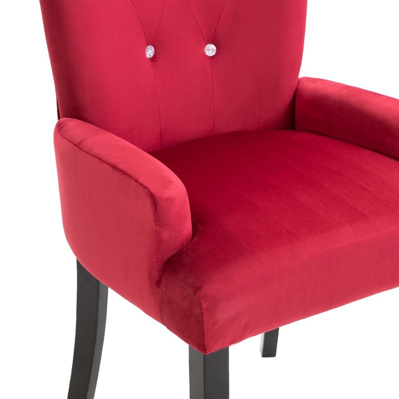 Dining Chair with Armrests Red Velvet