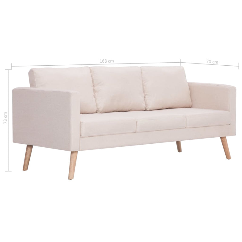 3-Seater Sofa Fabric Cream