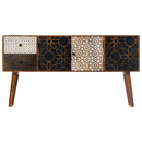 Sideboard with Printed Pattern 130x30x70 cm Solid Mango Wood