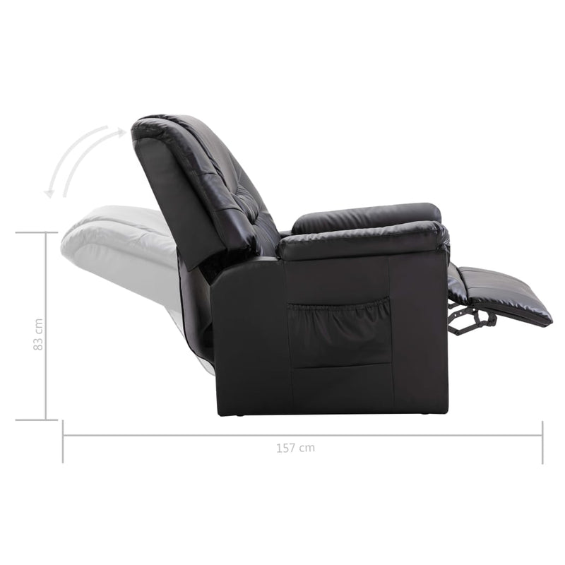 Reclining Chair Black Faux Leather