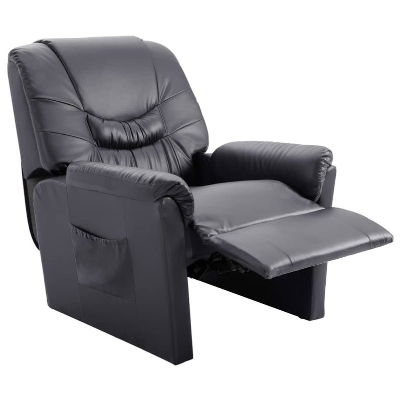 Reclining Chair Grey Faux Leather