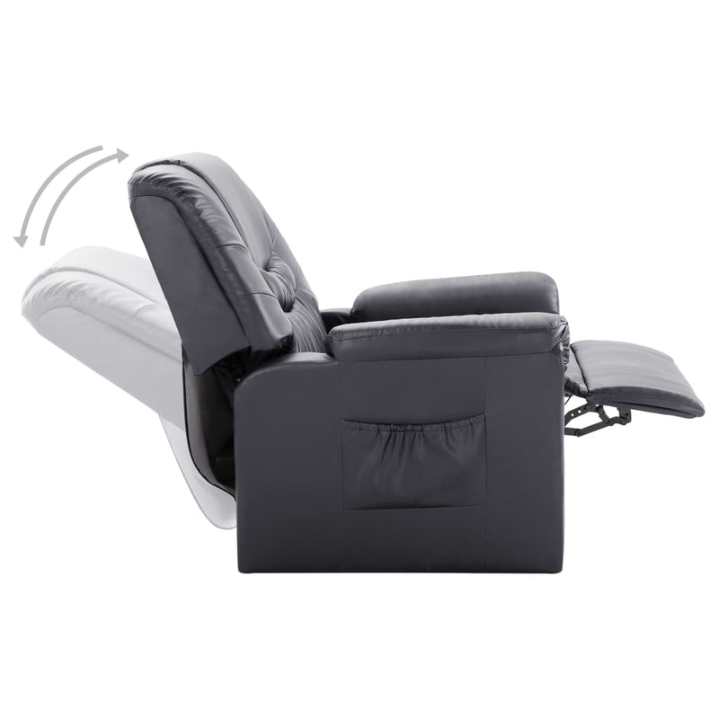 Reclining Chair Grey Faux Leather