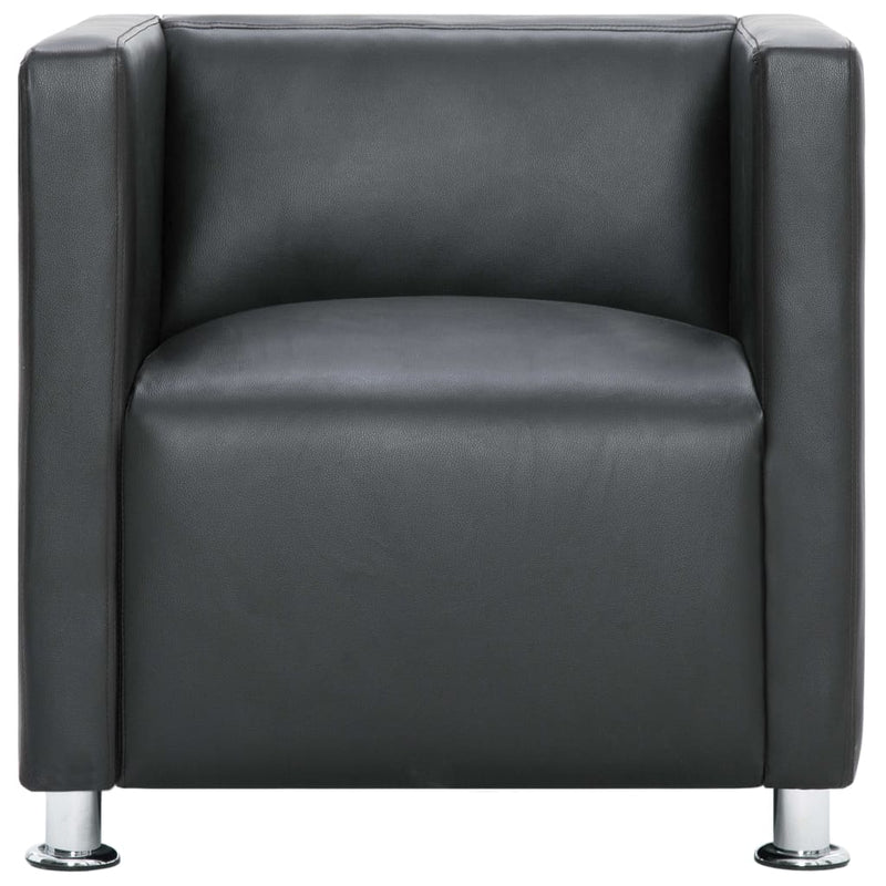 Cube Armchair Grey Faux Leather