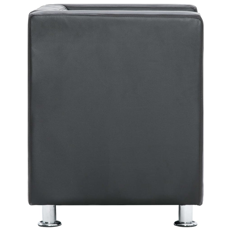 Cube Armchair Grey Faux Leather