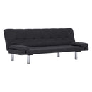 Sofa Bed with Two Pillows Dark Grey Polyester