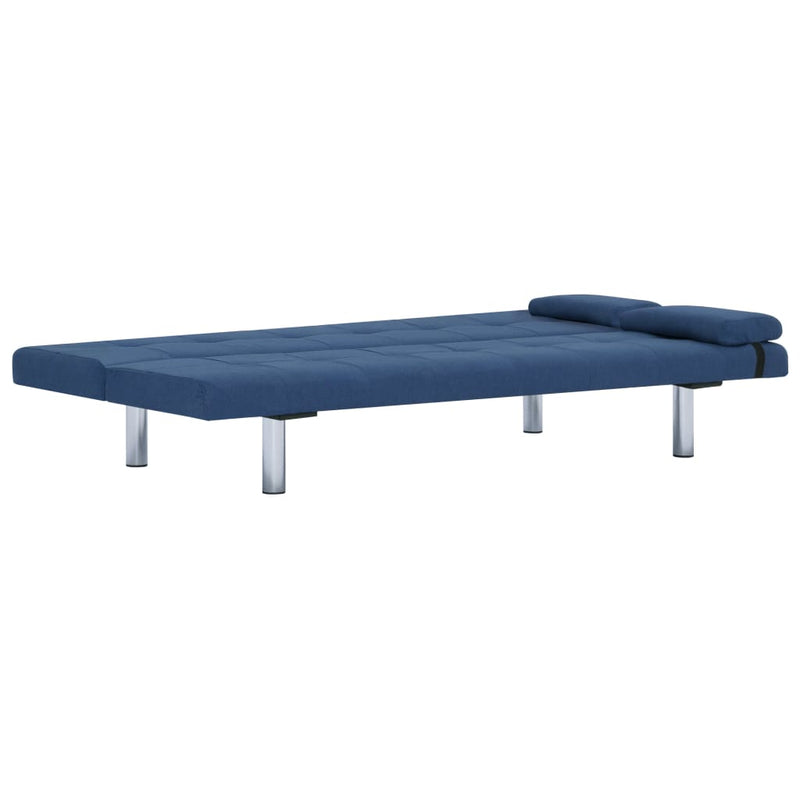 Sofa Bed with Two Pillows Blue Polyester