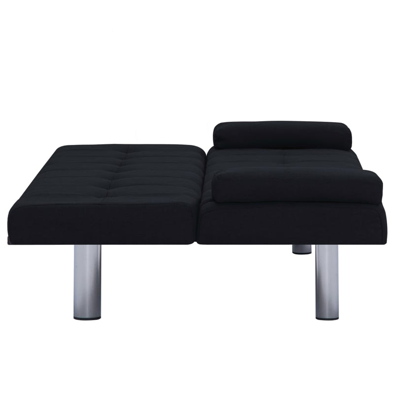 Sofa Bed with Two Pillows Black Polyester