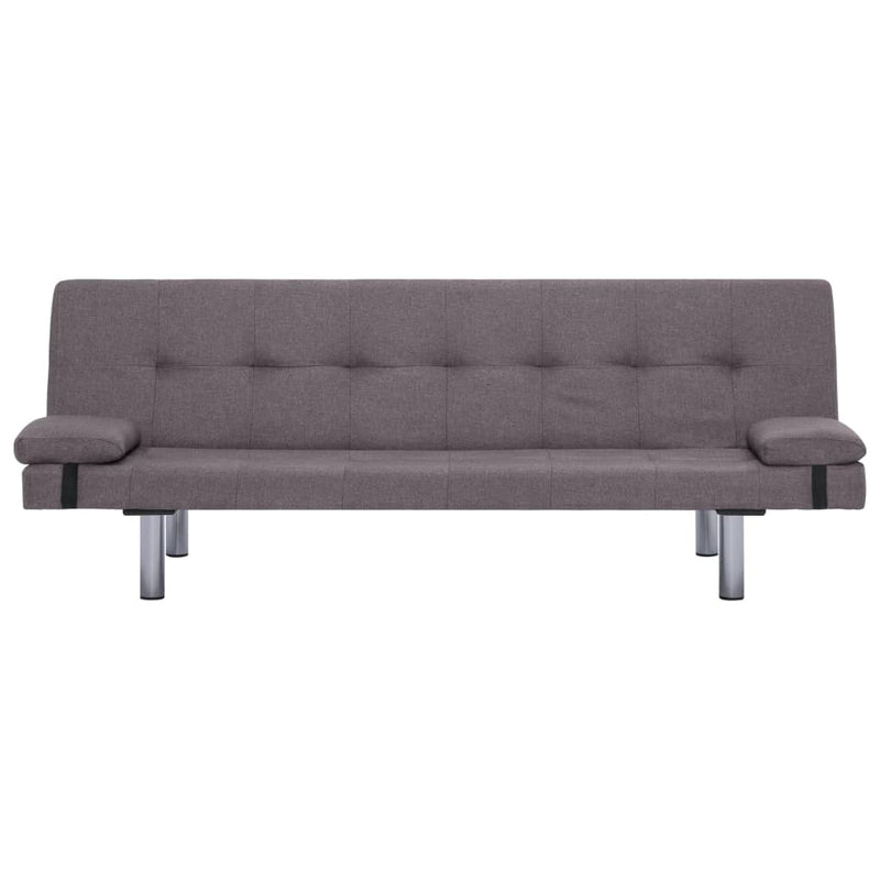 Sofa Bed with Two Pillows Taupe Polyester