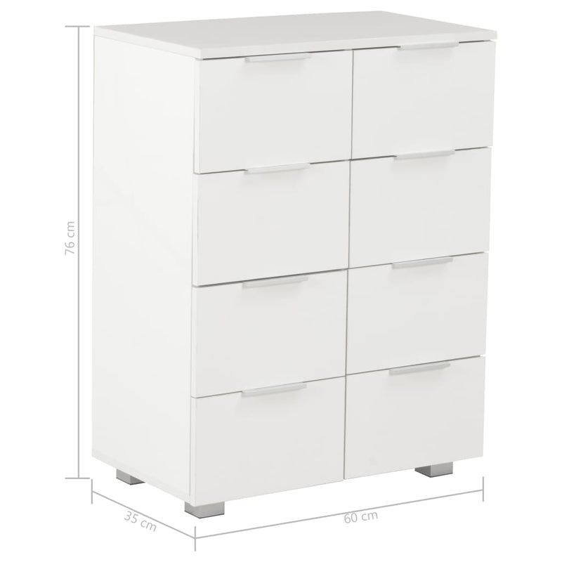 Sideboard High Gloss White 60x35x76 cm Chipboard