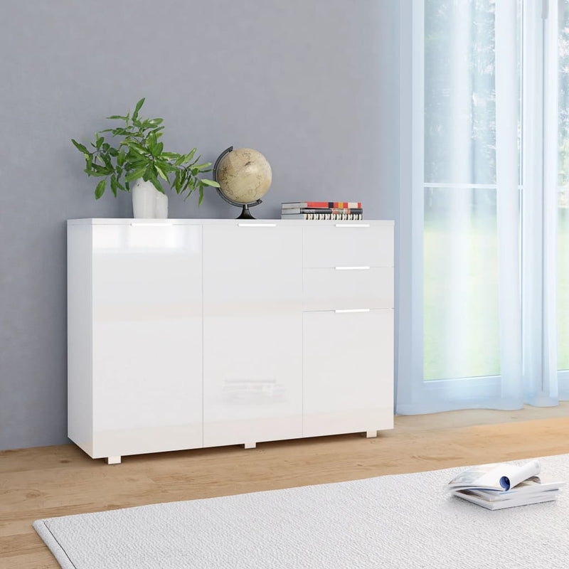 Sideboard High Gloss White 107x35x76 cm