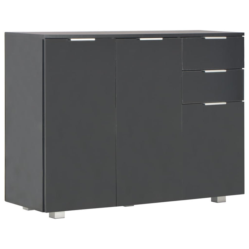 Sideboard High Gloss Black 107x35x76 cm