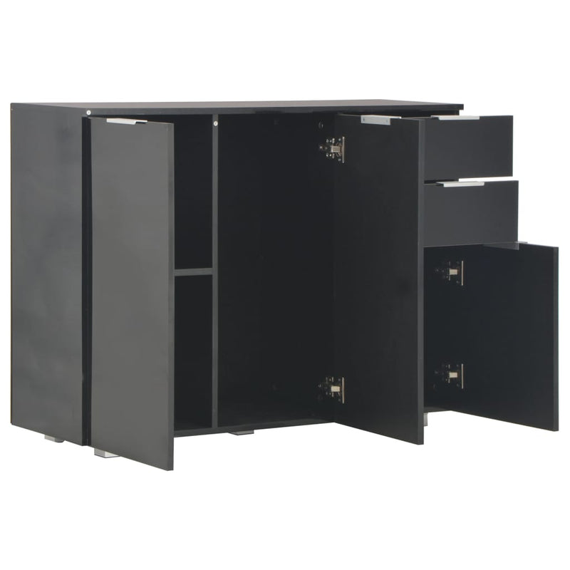 Sideboard High Gloss Black 107x35x76 cm