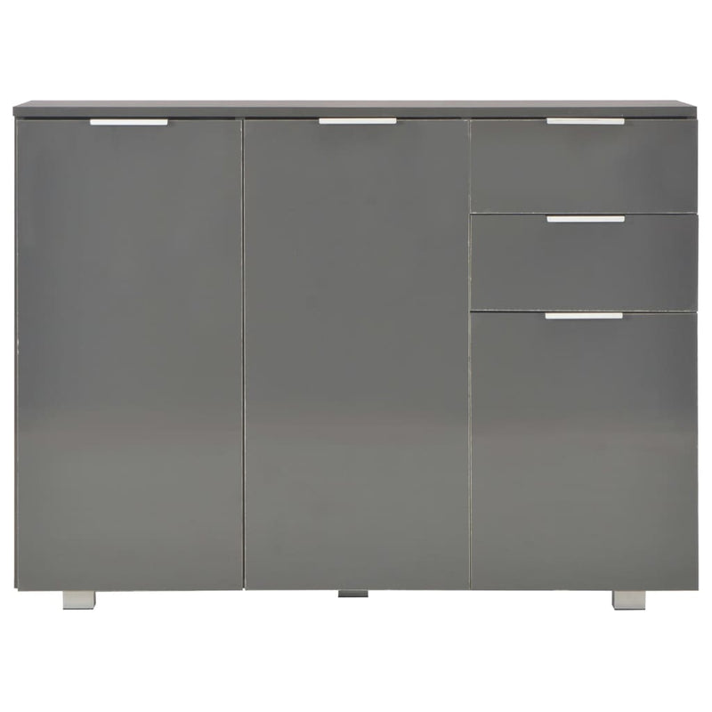 Sideboard High Gloss Grey 107x35x76 cm