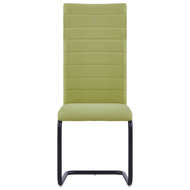 Cantilever Dining Chairs 2 pcs Green Fabric