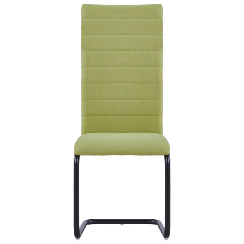 Cantilever Dining Chairs 4 pcs Green Fabric