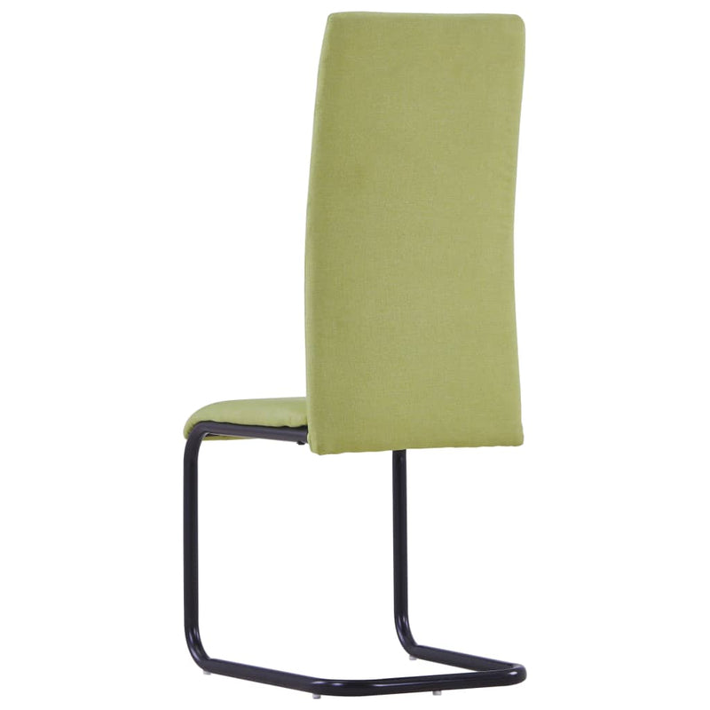 Cantilever Dining Chairs 4 pcs Green Fabric