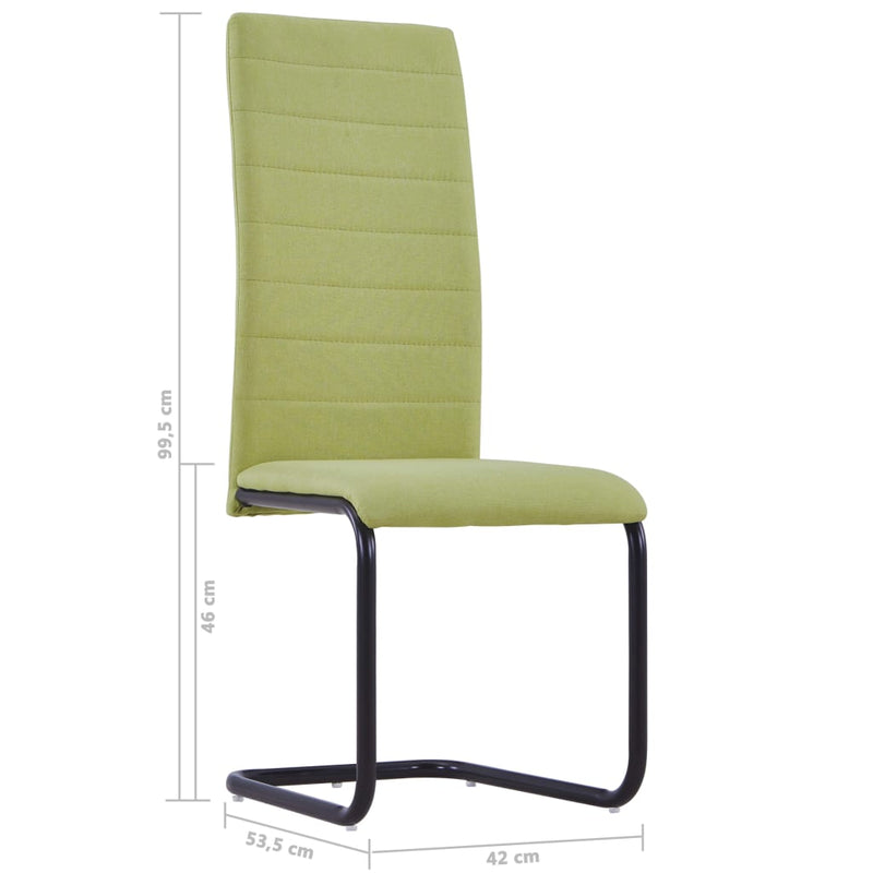 Cantilever Dining Chairs 4 pcs Green Fabric