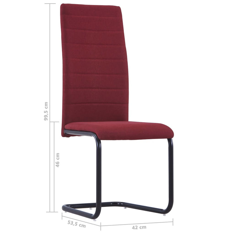 Cantilever Dining Chairs 4 pcs Wine Fabric