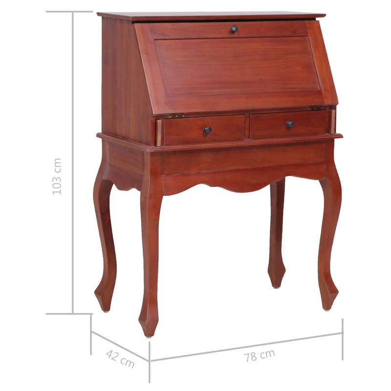 Secretary Desk Brown 78x42x103 cm Solid Mahogany Wood