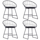 Dining Chairs with Faux Leather Seats 4 pcs Black Steel