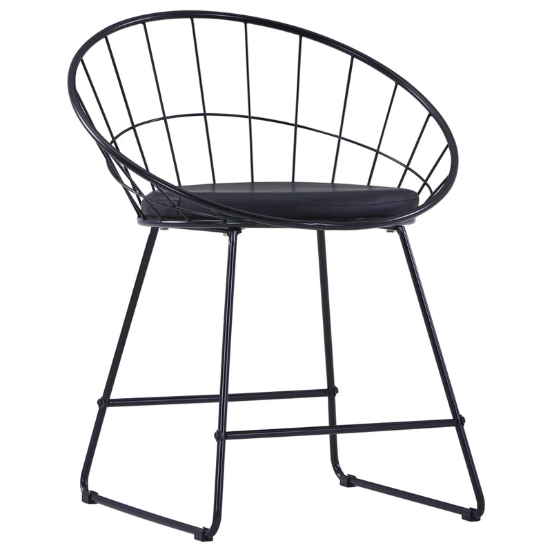 Dining Chairs with Faux Leather Seats 4 pcs Black Steel