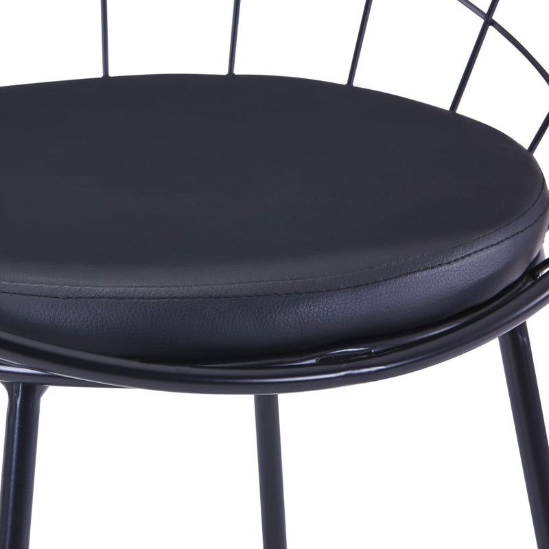 Dining Chairs with Faux Leather Seats 4 pcs Black Steel