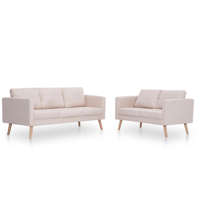 2 Piece Sofa Set Fabric Cream