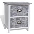 Nightstand Grey and White 38x28x45 cm Paulownia Wood