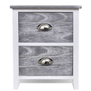 Nightstand Grey and White 38x28x45 cm Paulownia Wood