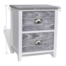 Nightstand Grey and White 38x28x45 cm Paulownia Wood