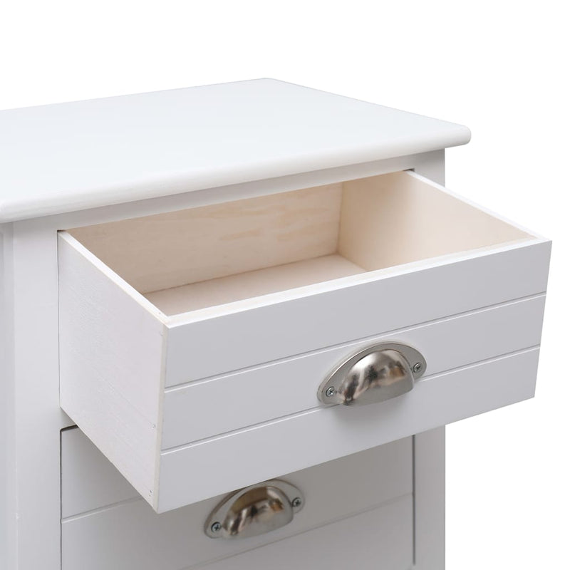 Nightstand White 38x28x45 cm Paulownia Wood